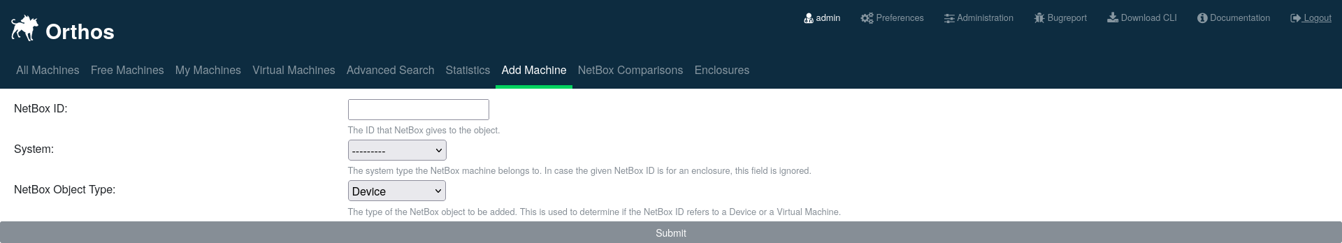 Orthos2 Machine Add with NetBox